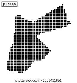 Distinct dotted map showcasing the shape and borders of Jordan, illustrating its unique geographic layout.