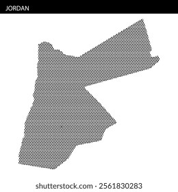 Distinct dotted map showcasing the shape and borders of Jordan, illustrating its unique geographic layout.