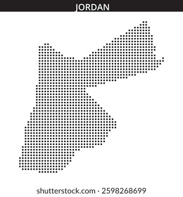 Distinct dotted map showcasing the shape and borders of Jordan, illustrating its unique geographic layout.