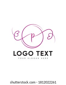 A distinct, elegant bouncy script letter type P Logo template, Vector logo for business and company identity 