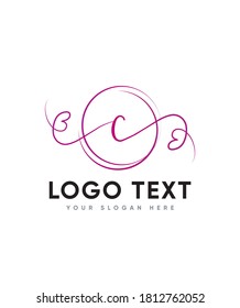 A distinct, elegant bouncy script letter type C Logo template, Vector logo for business and company identity 