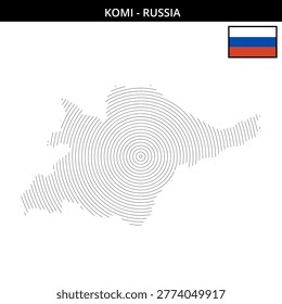 the distinct geographical map of Komi Russia with