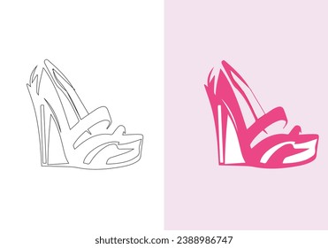 A distinct pair of colorful women's shoes. women's stiletto high-heeled shoe collection. stylish shoes for girls