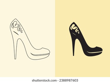 A distinct pair of colorful women's shoes. women's stiletto high-heeled shoe collection. stylish shoes for girls