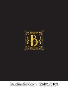 Un encanto vintage distintivo y una bella carta divertida tipo B modelo de logotipo vectorial de monograma