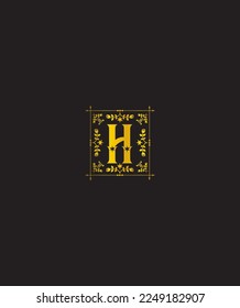 A distinct vintage charm and fun beautiful letter type H monogram vector logo template