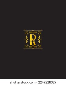 Ein ausgeprägter Vintage-Charme und lustige schöne Buchstaben Typ R Monogram-Vektorlogo-Vorlage