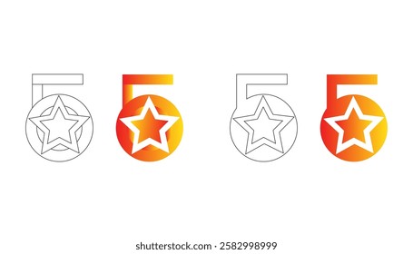 A distinctive 5-star medal-inspired design, symbolizing excellence and achievement. The bold gradient enhances its dynamic appeal, making it perfect for branding, awards, and recognition themes.
