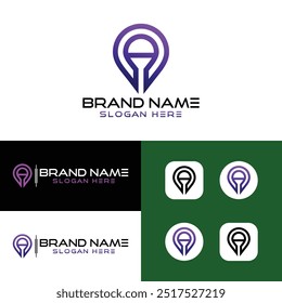 Distinctive 'A' letter logo in a map shape, ideal for travel, geography, or location-based branding. Sleek, minimal, modern, and professional design for corporate identity or business logos.