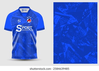 A distinctive and attractive football shirt. The shirt is in dark blue, which gives a bright and eye-catching feel. The shirt has a modern design with a collar and sleeves made from quality materials.