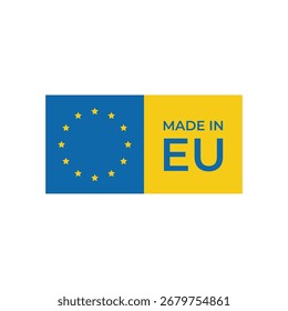 Diseño distintivo de la insignia en forma de bandera para los productos de la Unión Europea.