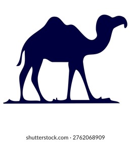 Distinctive camel profile graphic. desert animal with humps walking. unique wildlife symbol. isolated vector on transparent background.