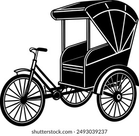 a distinctive and charming silhouette of a rickshaw that captures the cultural essence, mobility, and traditional design.