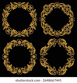 Distinctive Gold Floral Frames Premium Decorative Glow Set Packs Recognizable Quality