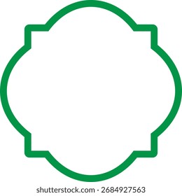 Um quadro de quatrefoil verde distintivo com um efeito de gradiente sutil, oferecendo uma borda elegante e decorativa. Perfeito para adicionar um toque de sofisticação a convites, cartazes, certificados ou um