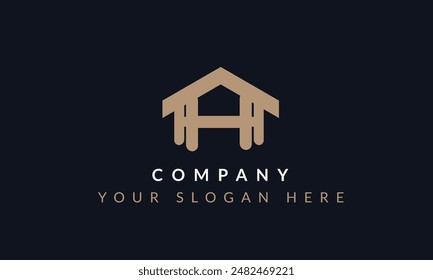 a distinctive house logo, symbolizing comfort and stability. This design is ideal for real estate, home services, and property management brands seeking a recognizable and trustworthy identity