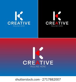 Ein unverwechselbares Logo-Design mit einem "K"-Buchstaben und einem einzigartigen herzförmigen Element. Buchstabe K-Monogramm.