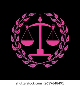 A distinctive law firm logo combining a dignified scale of justice with soft ivy accents in a stylized botanical theme.