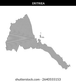 Distinctive lines create the outline of Eritrea in an artistic style