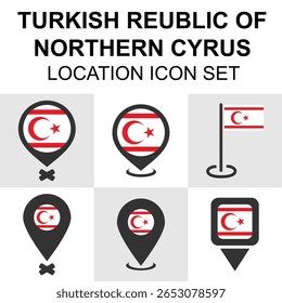 Distinctive location pins with the Northern Cyprus flag, useful for geopolitical or regional mapping purposes.