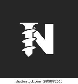 A distinctive logo combining the letter N with a screw, representing construction, engineering, or industrial businesses with a modern aesthetic.
