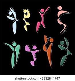 A distinctive logo featuring an abstract representation of a human figure with a striped design, set against a sleek black backdrop, conveying a sense of modernity and sophistication