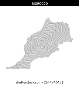 Distinctive map design of Morocco featuring spiral line work.