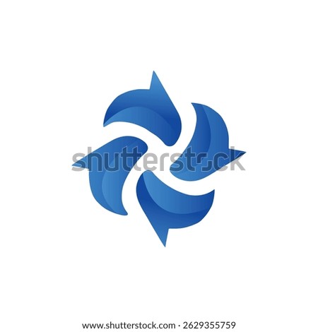 A distinctive and modern logo featuring four stylized blue, curved shapes arranged in a dynamic, circular formation around a central point. This design is associated with the Chakra Linux operating sy
