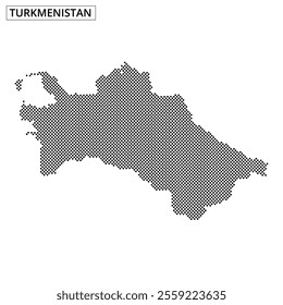 The distinctive outline of Turkmenistan is created using a dotted pattern, showcasing the country's geographical shape with subtle texture.