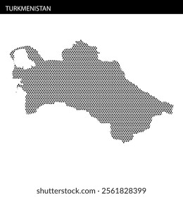 The distinctive outline of Turkmenistan is created using a dotted pattern, showcasing the country's geographical shape with subtle texture.