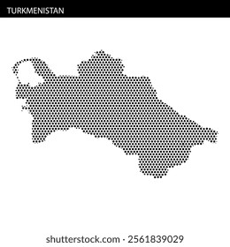 The distinctive outline of Turkmenistan is created using a dotted pattern, showcasing the country's geographical shape with subtle texture.