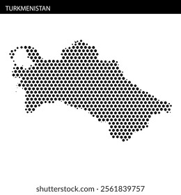 The distinctive outline of Turkmenistan is created using a dotted pattern, showcasing the country's geographical shape with subtle texture.