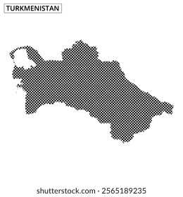 The distinctive outline of Turkmenistan is created using a dotted pattern, showcasing the country's geographical shape with subtle texture.