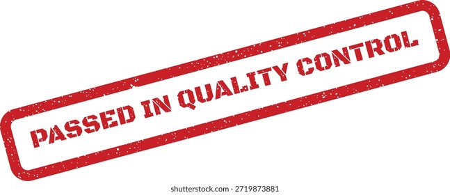 A distinctive red textured stamp signifying that an item has met all quality control standards. Perfect for production and manufacturing documentation.
