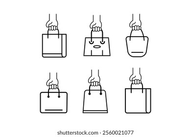 Distinctive Shopping Bag Vector Icons for Fashion Merchandise, shopping bag, isolated icons, online shopping, fashion bag, bag illustration, online shopping, marketing icons