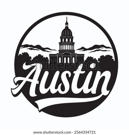Distinctive silhouette of the Texas State Capitol building, ideal for architectural designs, Texas-themed projects, and cultural illustrations