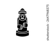 A distinctive vector icon of a Dol Hareubang stone statue from Jeju Island, representing Korean culture and tradition.