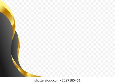 Distinctive wavy vector background in Black and gold for elegant footer and header decor.