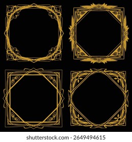 Distinguished Gold Floral Borders Decorative Collection Superior Art Set