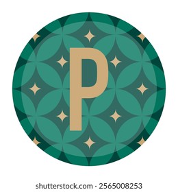 A distinguished letter P emblem featuring a luxurious green geometric motif. Perfect for high-end branding, creative designs, and stylish visual projects