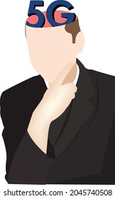 distinguished person with 5G connection in his head