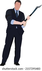 distinguished person executive manager with ax in hand