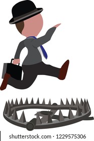 distinguished person skips the open trap