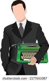 distinguished person with typewriter distinguished person with typewriter-