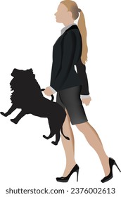 Distinguished woman with lion-shaped bag-