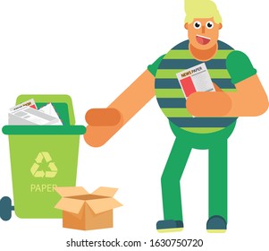 Distinguishing paper waste, flat vector illustration. A recycle colorful vector illustration, this illustration can use as a sticker also. 