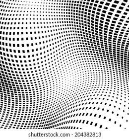 Distort Black Halftone Square Background, vector illustration 