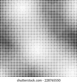 Distort Black Halftone Square Background, vector illustration