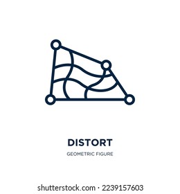 distort icon from geometric figure collection. Thin linear distort, distorted, distortion outline icon isolated on white background. Line vector distort sign, symbol for web and mobile