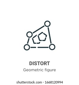 Verzerrt das Symbol für die Vektorillustration. Dünne schwarze Linie, Symbol für Verzerrungen, einfache Vektorillustration aus bearbeitbarem geometrischem Figurenkonzept, einzeln auf weißem Hintergrund